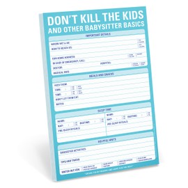 Knock Knock Don't Kill the Kids Babysitter Checklist Note Pad, 6 x 9-inches