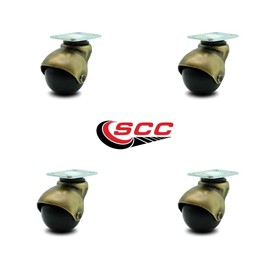 Service Caster Windsor Antique Brass Hooded 2 Inch Swivel Ball Casters with Top Plate - 300 lbs. Total Capacity - Set of 4