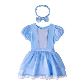 Lito Angels Princess Cinderella Dress with Headband for Baby Girls, Bodysuit, Romper Costume, Fancy Dress, Size 9–12 Months