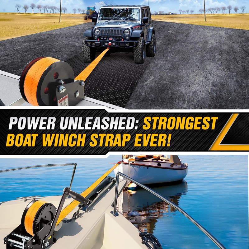 [PREMIUM] Boat Trailer Winch Strap With Supper Steel Hook, 15000