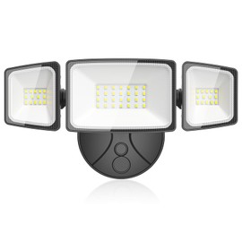 Onforu 50W Flood Lights Outdoor, 7000LM LED Security Light, IP65 Waterproof Switch Controlled,Exterior Flood Light Fixture with 3 Adjustable Head, 6500K White LED Floodlights for Eave Garden Garage