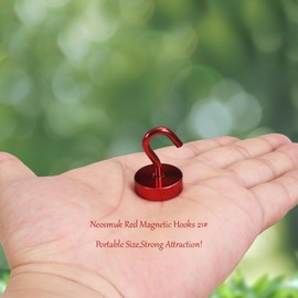 Neosmuk Magnetic Hooks, Cruise Ship Essentials, 4lb+ Heavy Duty Magnetic Hooks for Cruise Cabins, Refrigerator, Grill, Hanging, and Travel | Extra Strong Must-Haves Magnet Hook,Red,Pack of 4