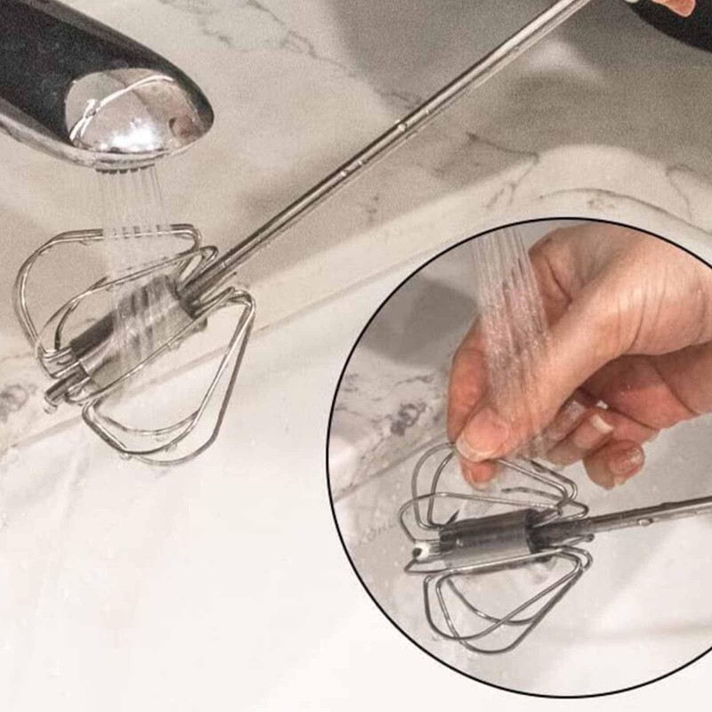 Semi-Automatic Egg Whisk Beater - Stainless Steel Wire Whisk Hand