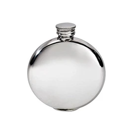 Wentworth Polished Round Pewter Pewter Bottle 4oz Capacity, Spirit Bottle
