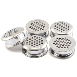 SDTC Tech 5-Pack Circular Soffit Air Vents 35 mm Stainless Steel Honeycomb Design Mesh Hole Louver Round Vent Cover Grommet for Cabinet Wardrobe Kitchen Bathroom