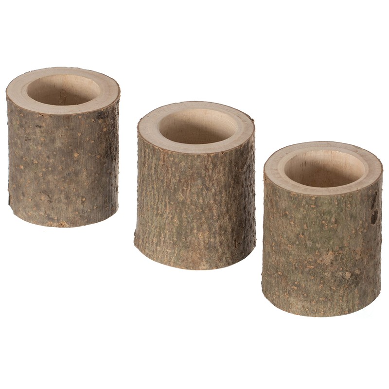 Vintiquewise Set of 3 Rustic Wooden Round Handcrafted Holder Organizer
