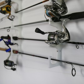 TRAPSKI Made in The USA Fishing Rod/Pole Holder Rack Organizers | Wall or Boat Mounting Fishing Rod Rack | Marine Grade HDPE Plastic | Pole Holder for up to 8 Rods | Stackable - 2 Pack