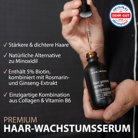 Leon Miguel Hair Growth Serum - Biotin 5% & Ginseng for Faster Hair Growth - Stop Hair Loss, Stronger & Thicker Hair, Anti-Hair Loss Serum for Men & Women - Vegan, Paraben-Free, 60 ml