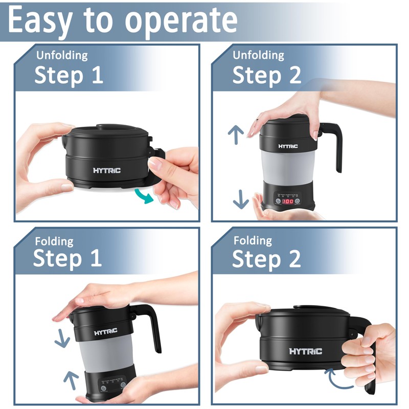 HYTRIC Travel Electric Kettle, 700ML Foldable Small Electric Kettle BPA-Free,