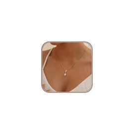 Pearl Pendant Necklace for Women Single Freshwater AAAA Pearl with Sparkling 3 Cubic Zirconia 18K Gold Plated Necklace
