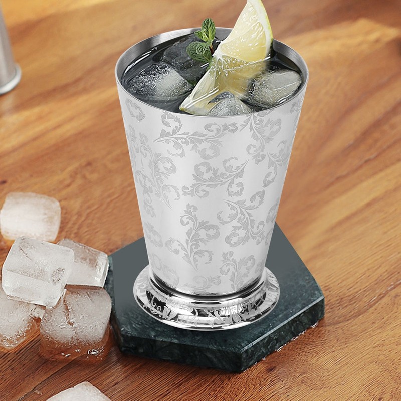 400ml Stylish Tree Leaf Pattern Stainless Steel Cocktail Cup Mug