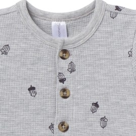 Modern Moments by Gerber Baby Boys' Long Sleeve Long Leg Slouch Romper, Grey Heather Acorn, 6-9 Months