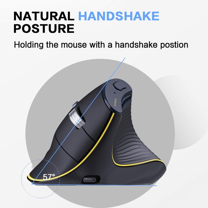 JOMAA Ergonomic Wireless Bluetooth Vertical Silent Mouse, Rechargeable with Backlight