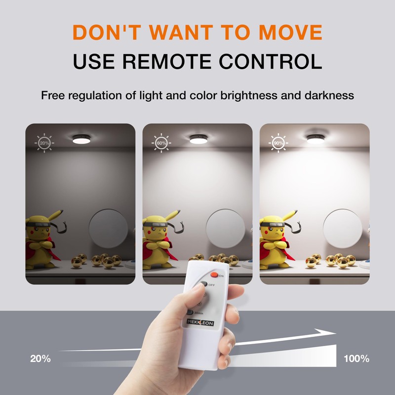 Puck Lights with Remote Control,1000mAh Rechargeable Under Cabinet Lighting,LED Closet