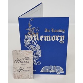 2 X In Loving Memory Deluxe Blue Sympathy Catholic Mass Card Unisex for Men or Women with 2 Keepsake Memory Wallet Card