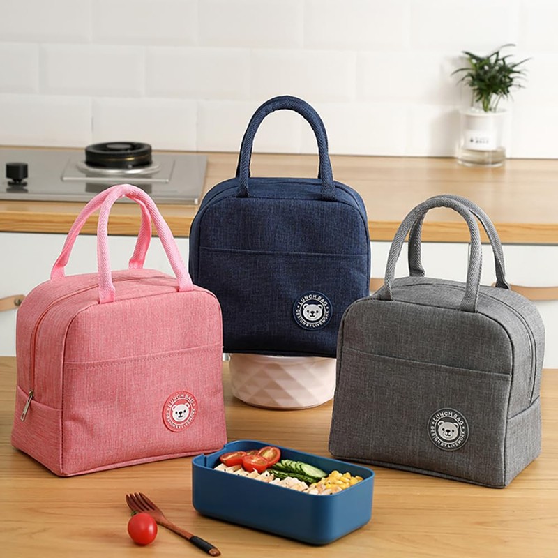 Tongke Insulated Lunch Bag, Portable Thermos Lunch Box Carrier, Double-Layered