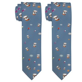 Dr Gifts Prescription Medication Tie Set Funny Novelty Tie for Medical Professionals 2-Pack Neckties