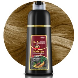 leorx Champú Tinte y Color 3 En 1, Castaño Castaño, 16.9 Fl Oz - Refresco Herbal Instantáneo para Mujeres y Hombres - Tintes para El Cabello Profesional