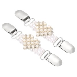 sourcing map 2 Pcs Vintage Sweater Shawl Clips, Shirt Dress Cardigan Clip, Waist Clip for Women Sweater Shawl Brooch Jacket Clip for Clothing Pearl Heart
