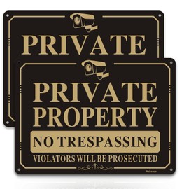 No Trespassing Signs Private Property, Violators Will be Prosecuted, 10x7 Inch Rust Free Aluminum Metal No Trespassing Signs, Reflective, Fade Resistant, Up to 8 Years Outdoor Use(2 Packs)