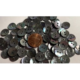 Unbranded 8 PCS Only Small Dark Gray Iridescent MOP Abalone Shell Buttons 11mm 7/16" 13560