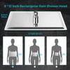 Shower Head, 12" Luxurious All Metal Rectangular Rain Shower Head