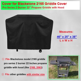 Griddle Cover for Blackstone Model 2165 Pro Series 2 Burner 22 Inch Griddle with Hood, 600D Heavy Duty Waterproof Flat Grill Cover for Blackstone 2165 Griddle Cover Replacement