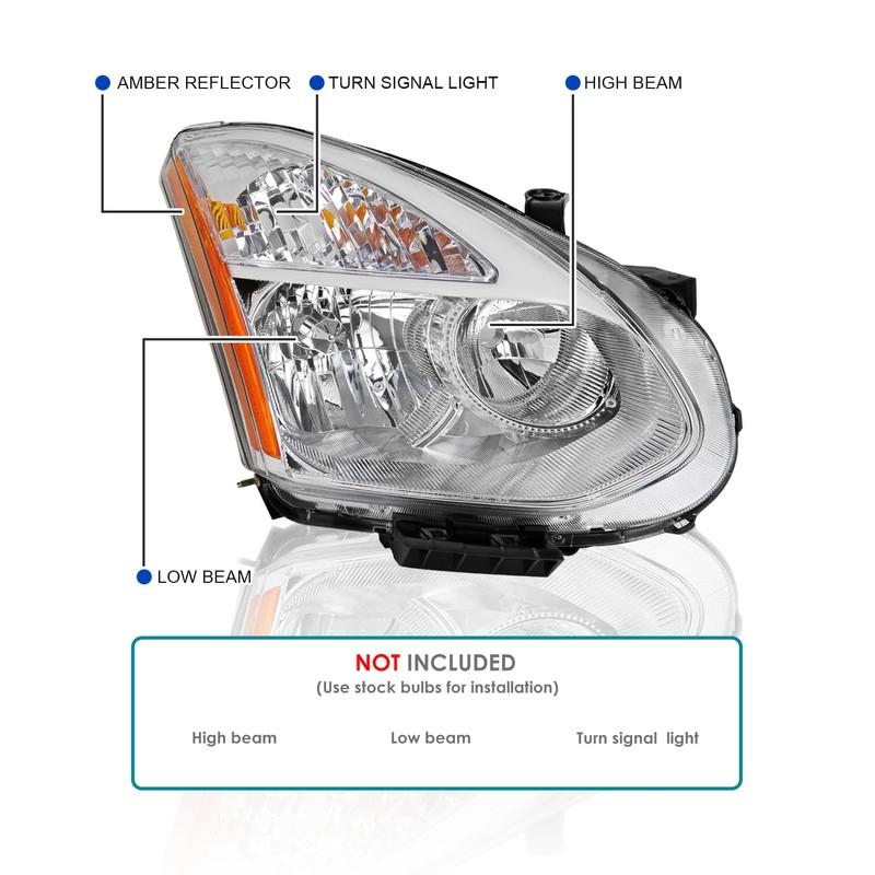 Spec-D Tuning Chrome Housing Clear Lens Passenger Right Side Headlight