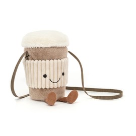 Jellycat Amuseables Coffee-To-Go Plush Bag, 8 inches - Crossbody and Shoulder Purse - Fun and Unique Handbag