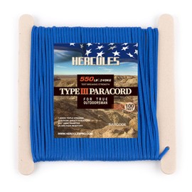 HERCULES Paracord Guy Rope, Camping Rope, Tent Rope, Outdoor Use, Load Capacity 551.1 lbs (250 kg), 7 Cores, Blue, 66.8 ft (30 m)