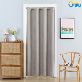 GMUMU Room Divider Curtain, Thermal Insulated Noren, 70.9 inches (180 cm) Length, Noren, Stylish, Tension Rod, Curtain, Grommet, Orderable, Long Divider, Scandinavia, Cold Air Blocking, Blindfold,