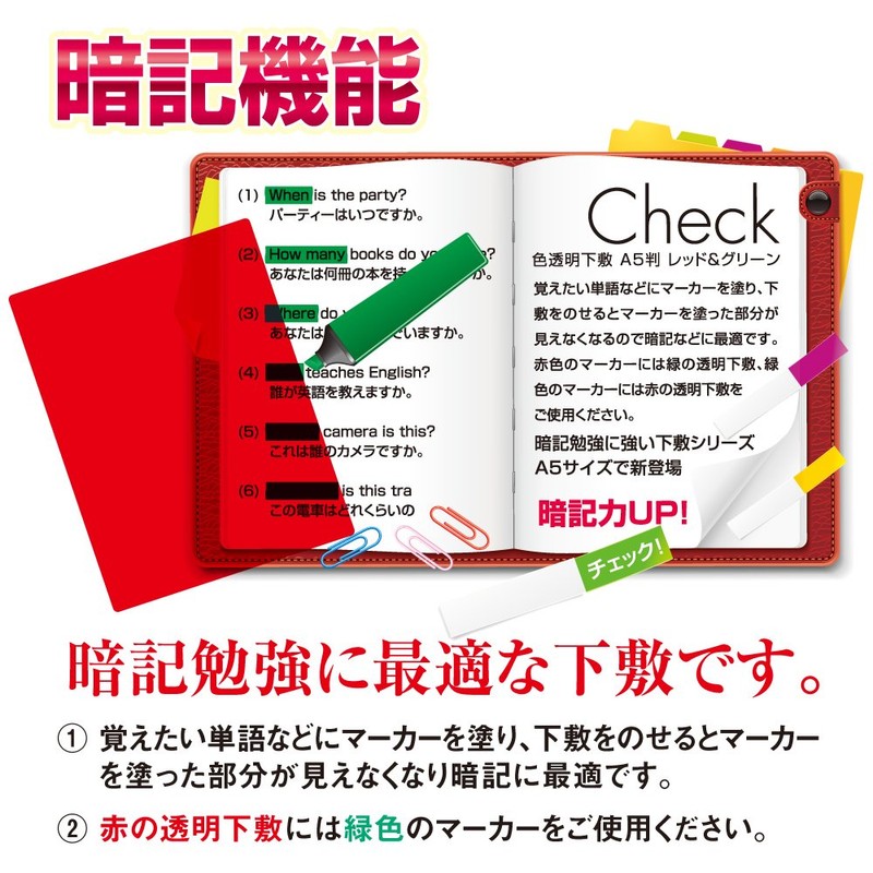 Kyoei Plastic Underlayment, Transparent Color, A4, Red NO.1377-R