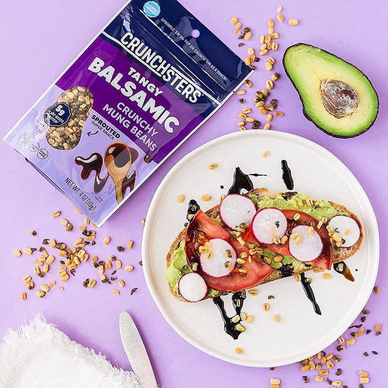 Crunchsters Crunchy Sprouted Mung Beans, Plant-Based Protein Super-Snack and Salad
