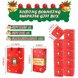 Surprise Explosion Money Box, Birthday Explosion Box, 12 Bounces Folding Bouncing Surprise Gift Box for Christmas (red)