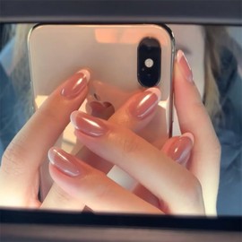 XZMeiLun Press On Nails Short Oval, French Tip Chrome Acrylic Press On Nails Short Oval, Designer Reusable Glazed Fake Nails, Glossy Soft Gel Nails Wedding, Stick Glue On Nail Press Ons for Women