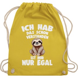 Shirtracer - Gym Bag Backpack - Bags - Ich hab das schon verstanden ist mir nur egal Funny Saying Sloth, 17 yellow.