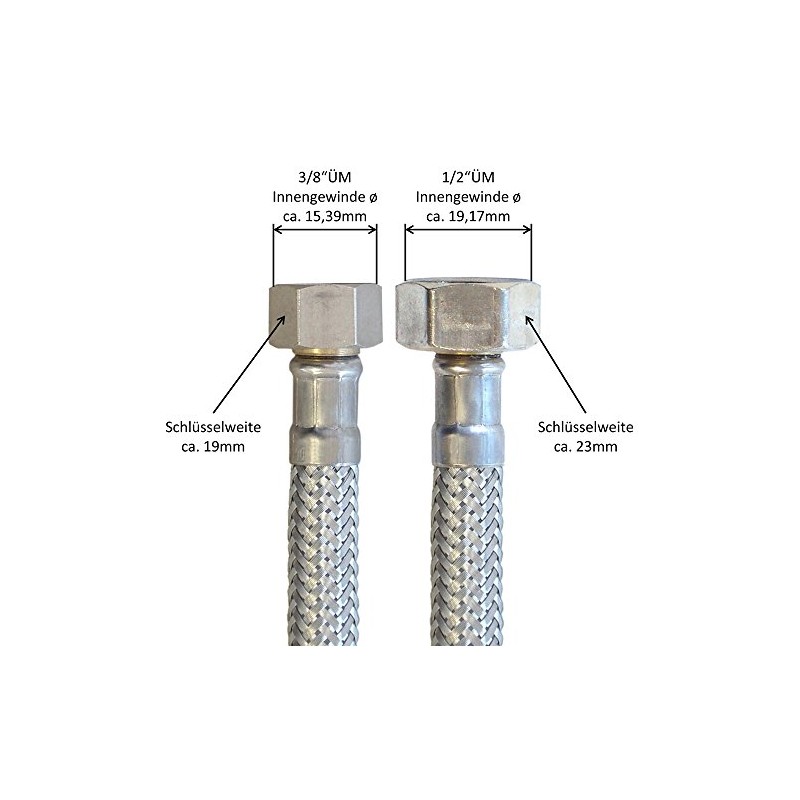 Reinforced hose 3/8 inch nut x 1/2 inch nut, drinking