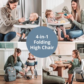 Chicco Zest 4-in-1 Folding High Chair, Feeding Chair, Toddler Chair and Youth Stool, Multi-Use Easy Clean High Chair | Capri/Blue