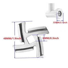 MIZORLIE (2 Pack) 5# Knife Meat Grinder Blade,Stainless Steel Knife Cutter Compatible for Size 5 Meat Grinder Stand Mixers Accessories Replacement