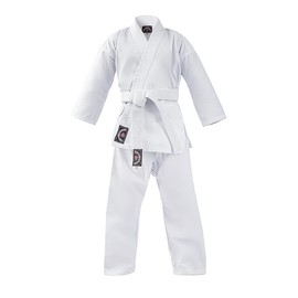 Prime Sports Midweight Karate Gi 8oz Cotton Polyester Martial Arts Uniform beginner with Free White Belt (White, 0000/100CM (3' 1"-3' 4"))