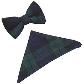 Men's Black Watch Scottish Tartan Bow Tie & Hanky Set