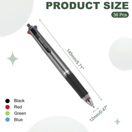 M&G Multicolor Ballpoint Pen 0.5mm, 36pcs Mini Shuttle Pen Retractable Colored Ink Ball Point Pen Supplies for Home Office Classroom, 4 in 1 Colors, Black