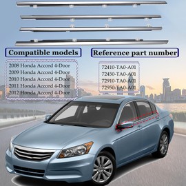 BOLTRY 4Pcs Car Window Weather Stripping Molding Trim Seal Belt KitCompatible with 2008-2012 Honda Accord, Replaces OEM# 72410-TA0-A01 72450-TA0-A01 72910-TA0-A01 72950-TA0-A01