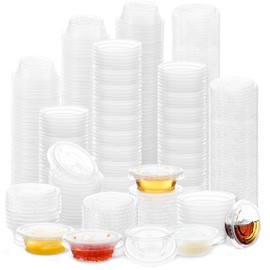 Maxdot 1000 Pack 0.5 oz Plastic Portion Cups with Lids Bulk Mini Disposable Souffle Containers Cups Sauce Condiment Leak Proof Shot for Lunch Small Portion Cup Box Travel Home Party Dinner Sauce Salad