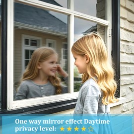 Coavas Window Privacy Film One Way, See Out Not in Windows Tint for Home, Mirror Reflective Blocking Sun Heat Glass Coverings UV Static Cling, 23.6x118.1 Inch