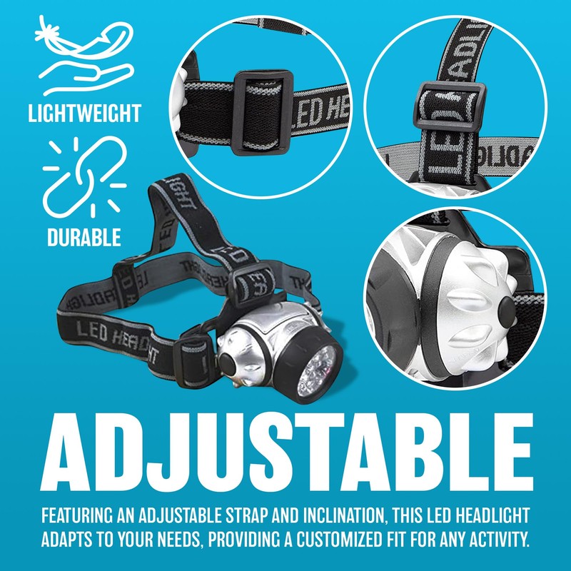 7 LED Headlight Torch Waterproof Flashlight Bike Camping Hiking Building