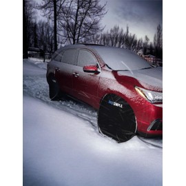 Sno Simple Wheel Shield (Large): Winter tire/wheel well cover, keeps snow/ice out. Parked vehicles in driveways, street, snow plow. Less shovelling, protect brakes. 2 covers, attachments, storage bag.