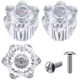 Enhon Shower Knob Replacement, Compatible with Pfister Contessa and Windsor Tub and Shower Faucets, Hot and Cold Faucet Handle Replacement, Newer Style, Clear Acrylic (2 Pieces)