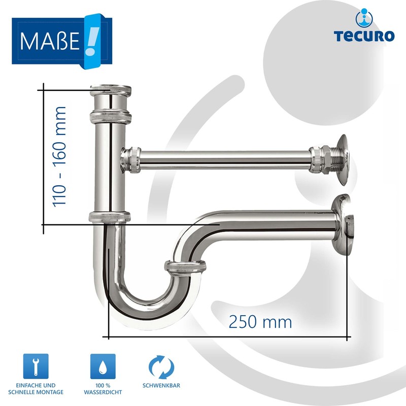tecuro - Pipe odour trap with leakage water connection, connection