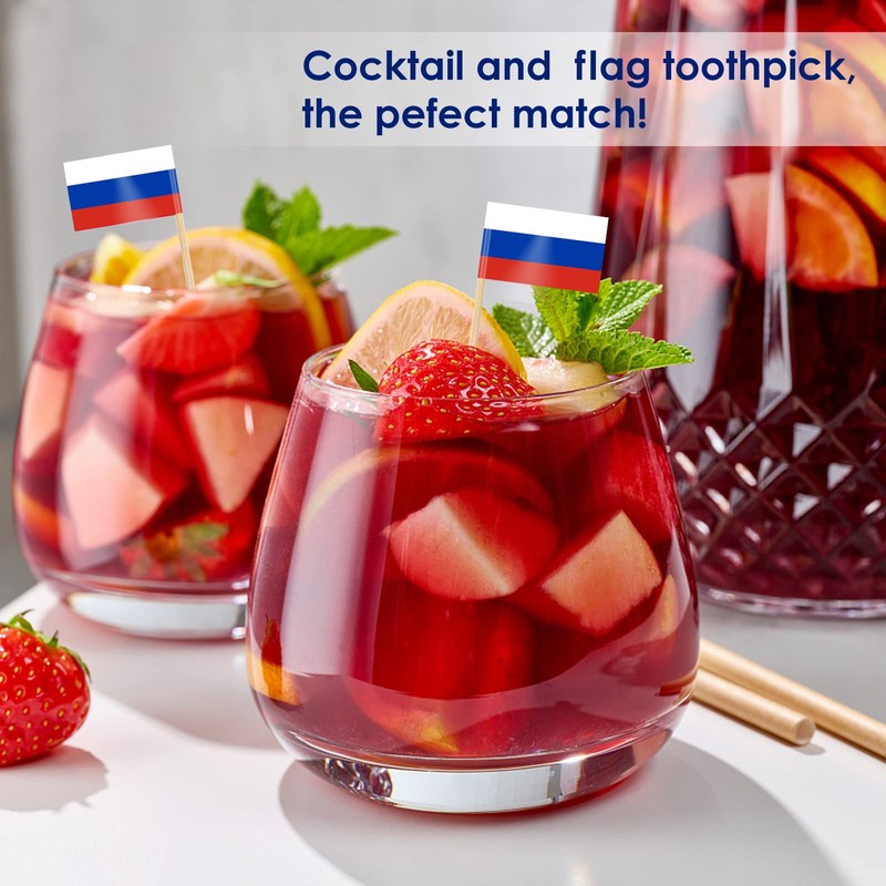 AhfuLife Russia Flag Toothpick Russian Flags Picks, 100 Pcs Small